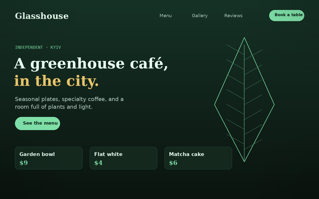 Glasshouse — Café site preview
